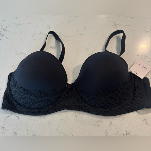Auden Other - NWT Auden Black Lace Detail Plunge Coverage Push-Up Strap or Strapless Bra - 38B